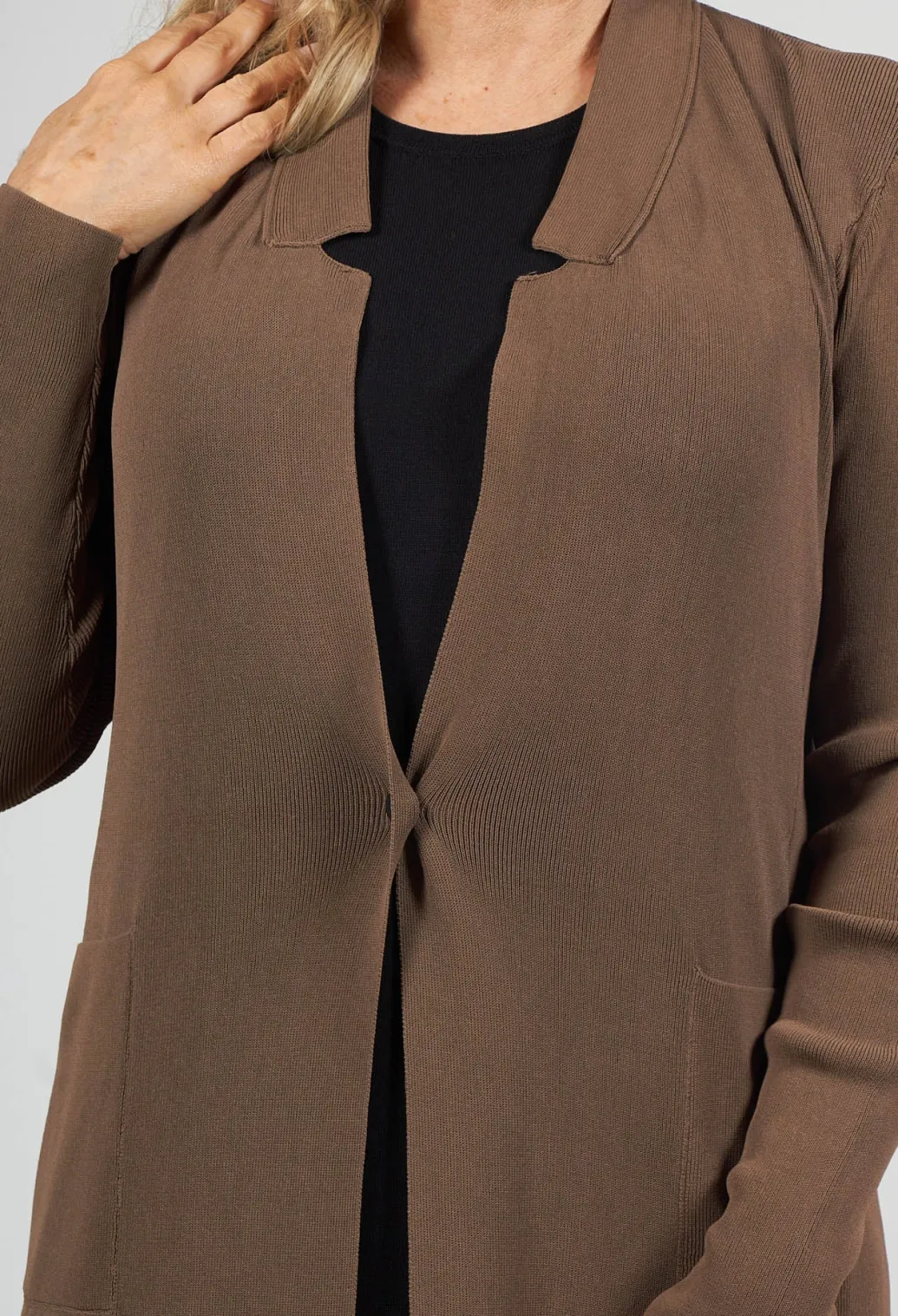 Long Knit Cardigan in Soil