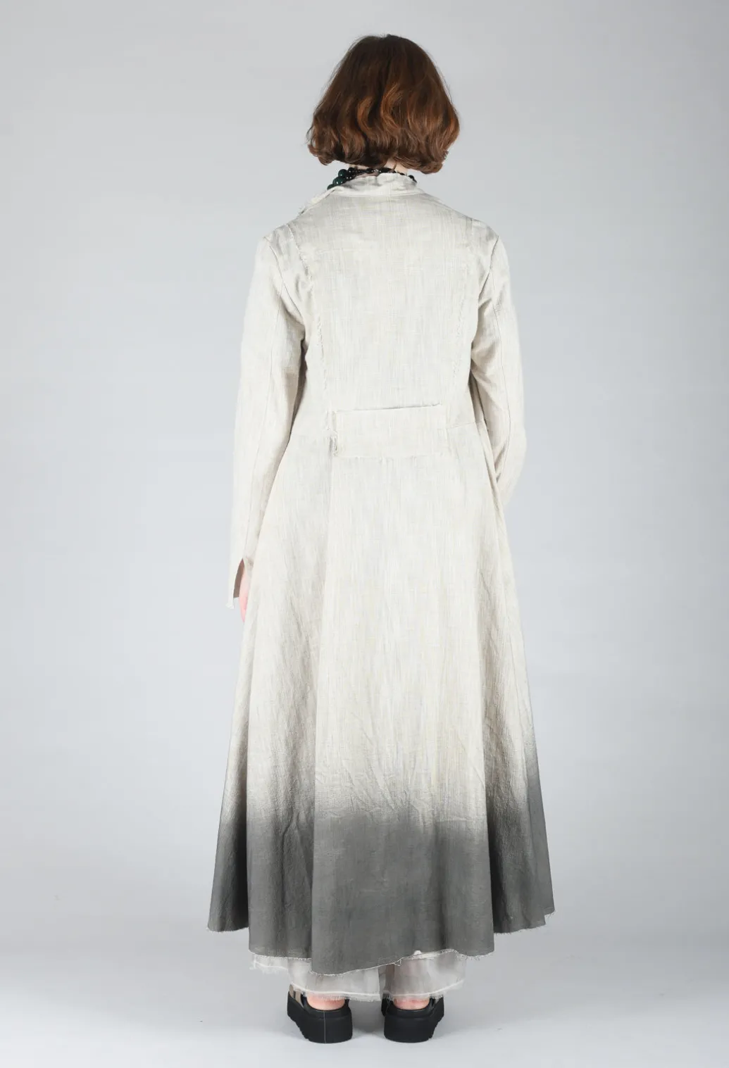 Long Ombre Coat in Cotone Degrade Sand
