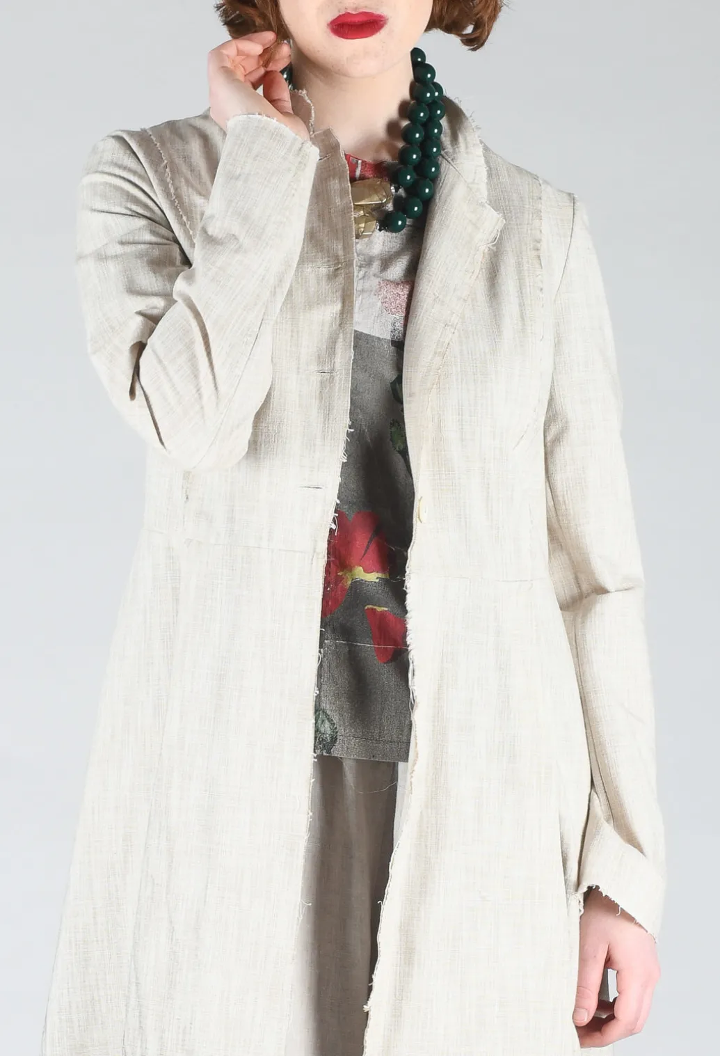 Long Ombre Coat in Cotone Degrade Sand