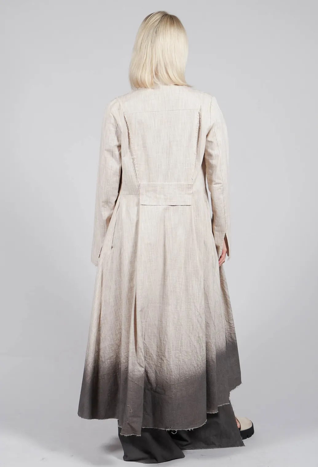 Long Ombre Coat in Cotone Degrade Sand