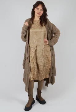 Long Ribbed Cardigan in Camel Mel