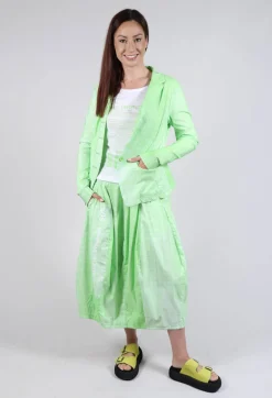 Long Sleeve Jersey Top with Motif in Lime Print