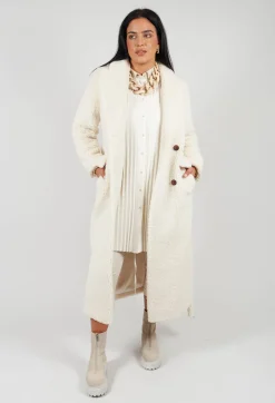 Long Sleeve Teddy Coat in Cream