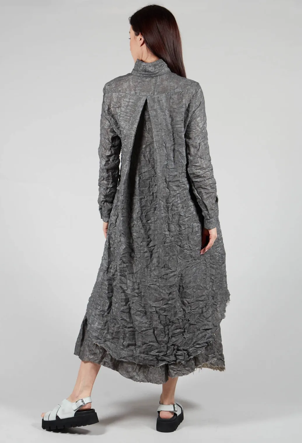 Long Textured Jacket in Grey