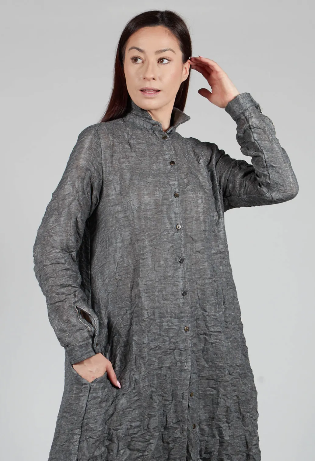 Long Textured Jacket in Grey