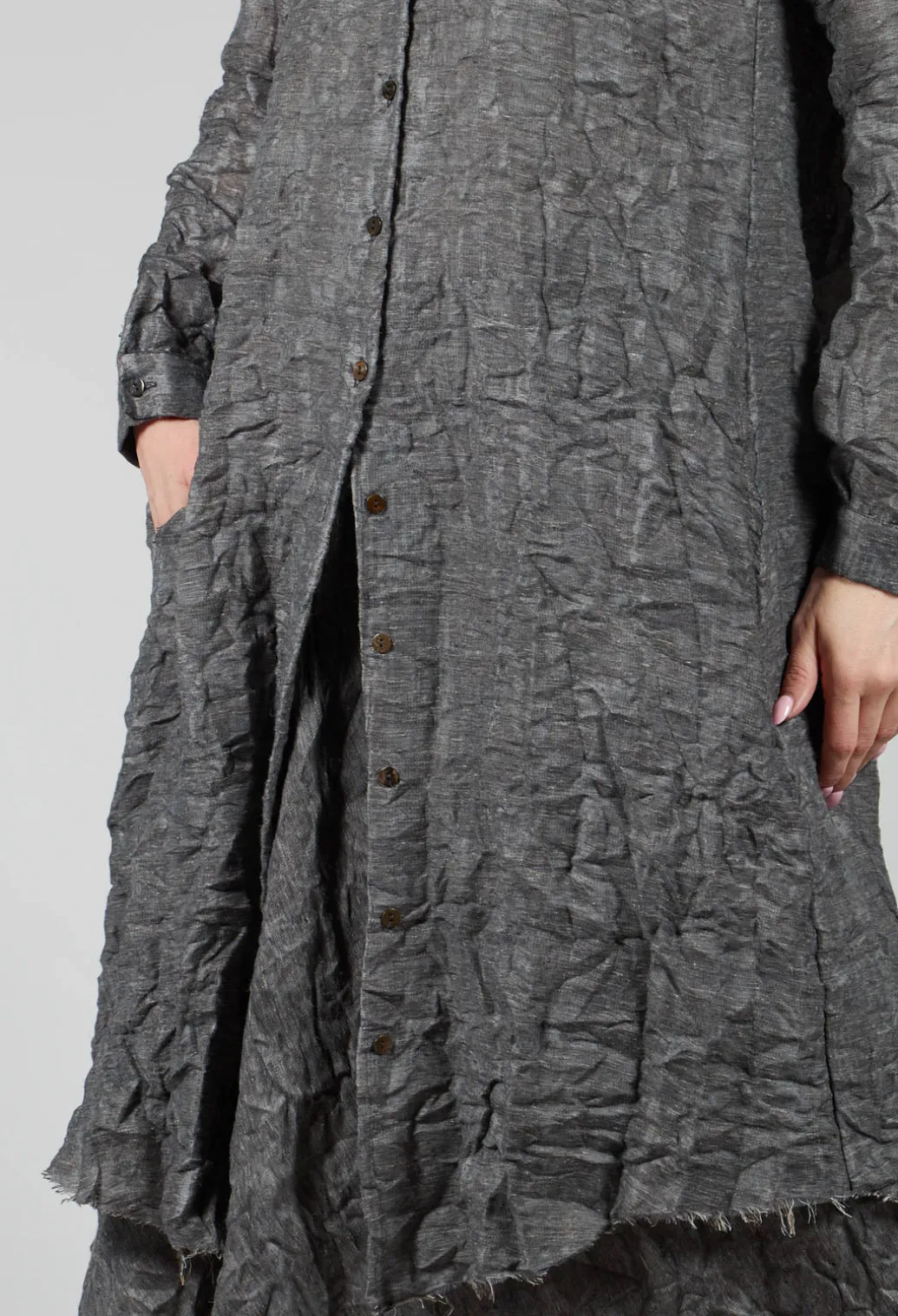 Long Textured Jacket in Grey