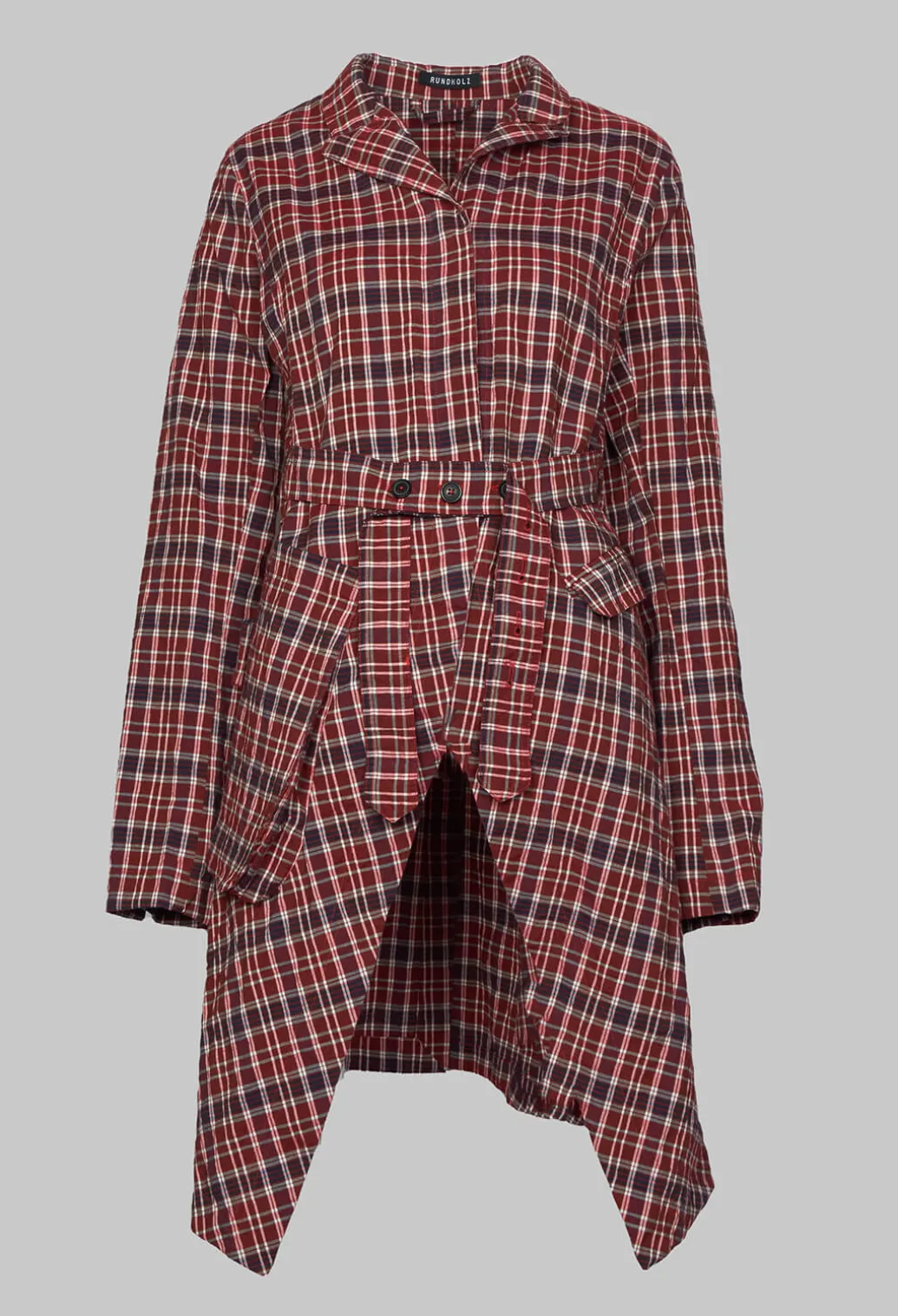 Longline Belted Coat in Fraise Check