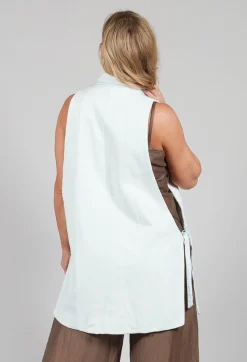 Longline Denim Waistcoat in Bleu Baby