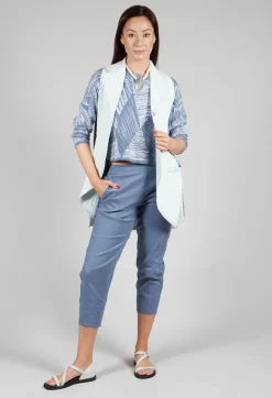 Longline Denim Waistcoat in Bleu Baby