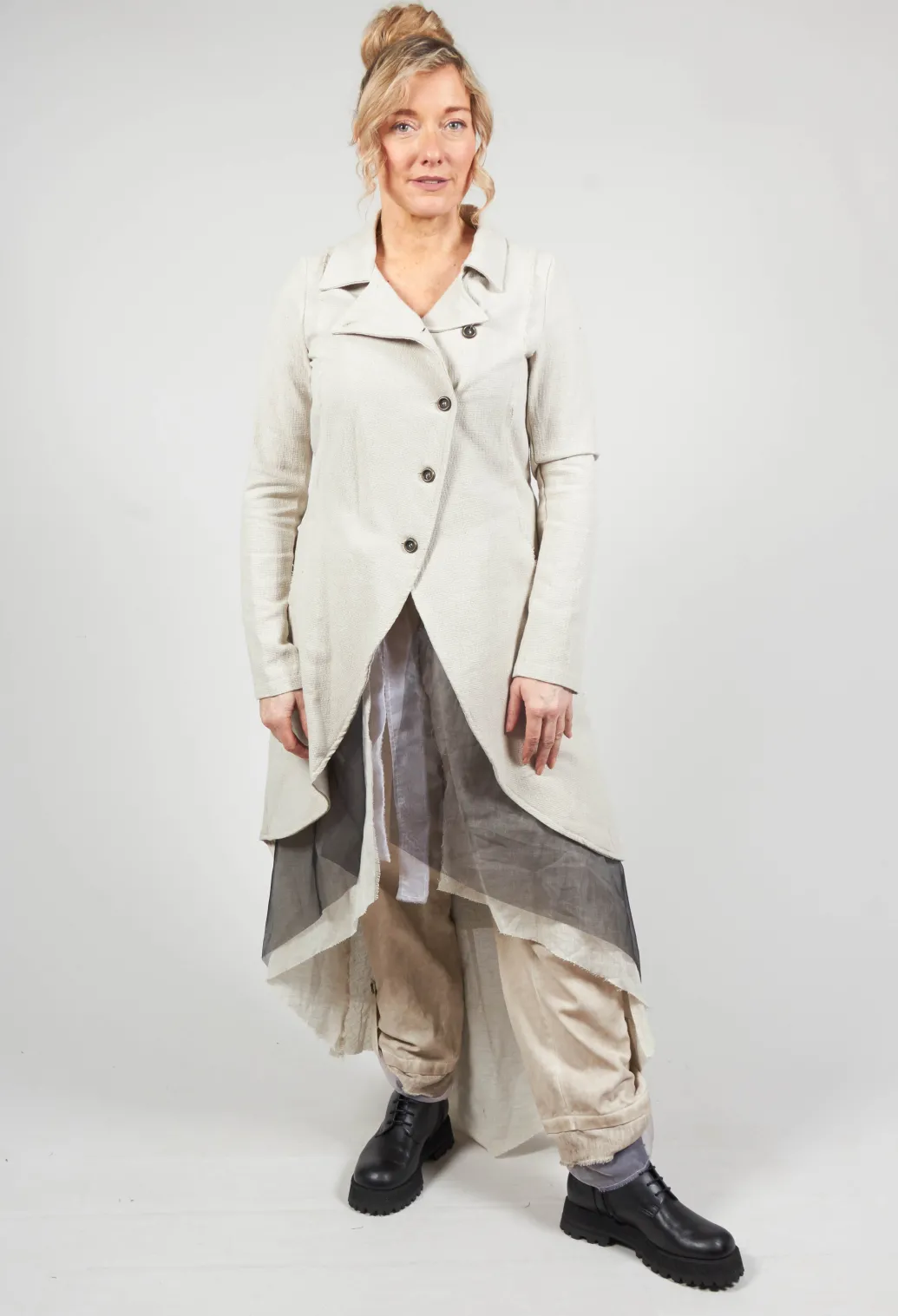 Longline Layered Jacket in Ecru