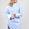 Longline Shirt Ragno in Celeste