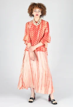 Lotus Skirt in Coral and Beige