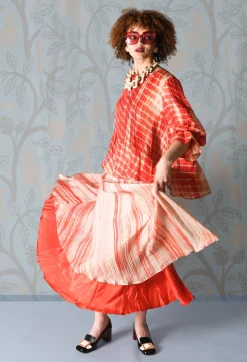 Lotus Skirt in Coral and Beige