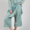 Low Crotch Pull on Trousers in Pale Turquoise