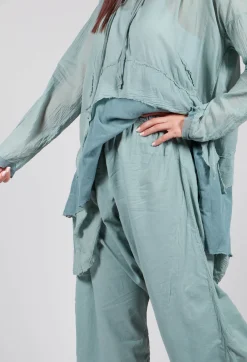 Low Crotch Pull on Trousers in Pale Turquoise