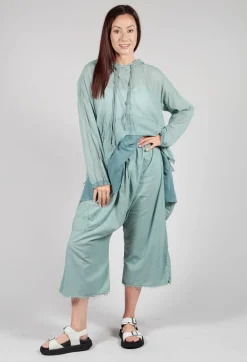 Low Crotch Pull on Trousers in Pale Turquoise