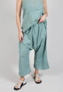 Low Crotch Pull on Trousers in Pale Turquoise