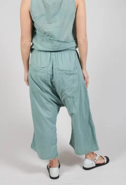 Low Crotch Pull on Trousers in Pale Turquoise
