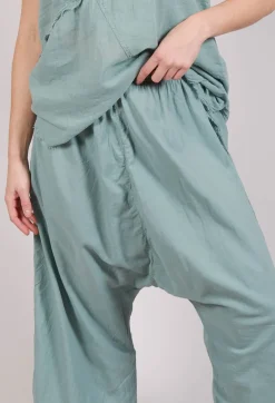 Low Crotch Pull on Trousers in Pale Turquoise