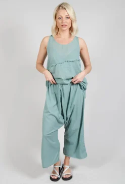 Low Crotch Pull on Trousers in Pale Turquoise