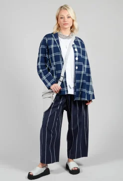 Mandarin Collar Jacket in Indigo