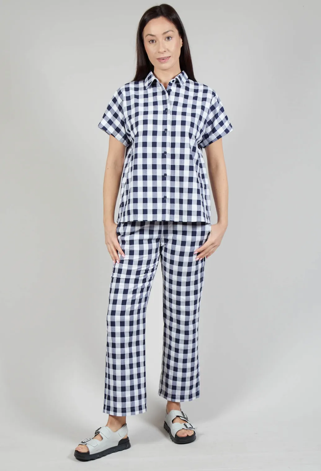 Mandarin Shirt in Azur Big Check