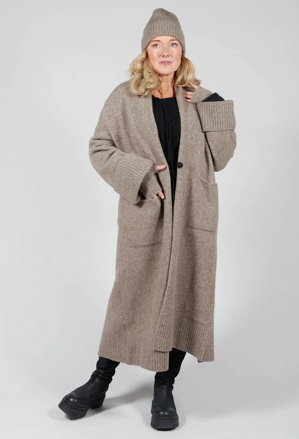 Merino Wool Overcoat in Taupe