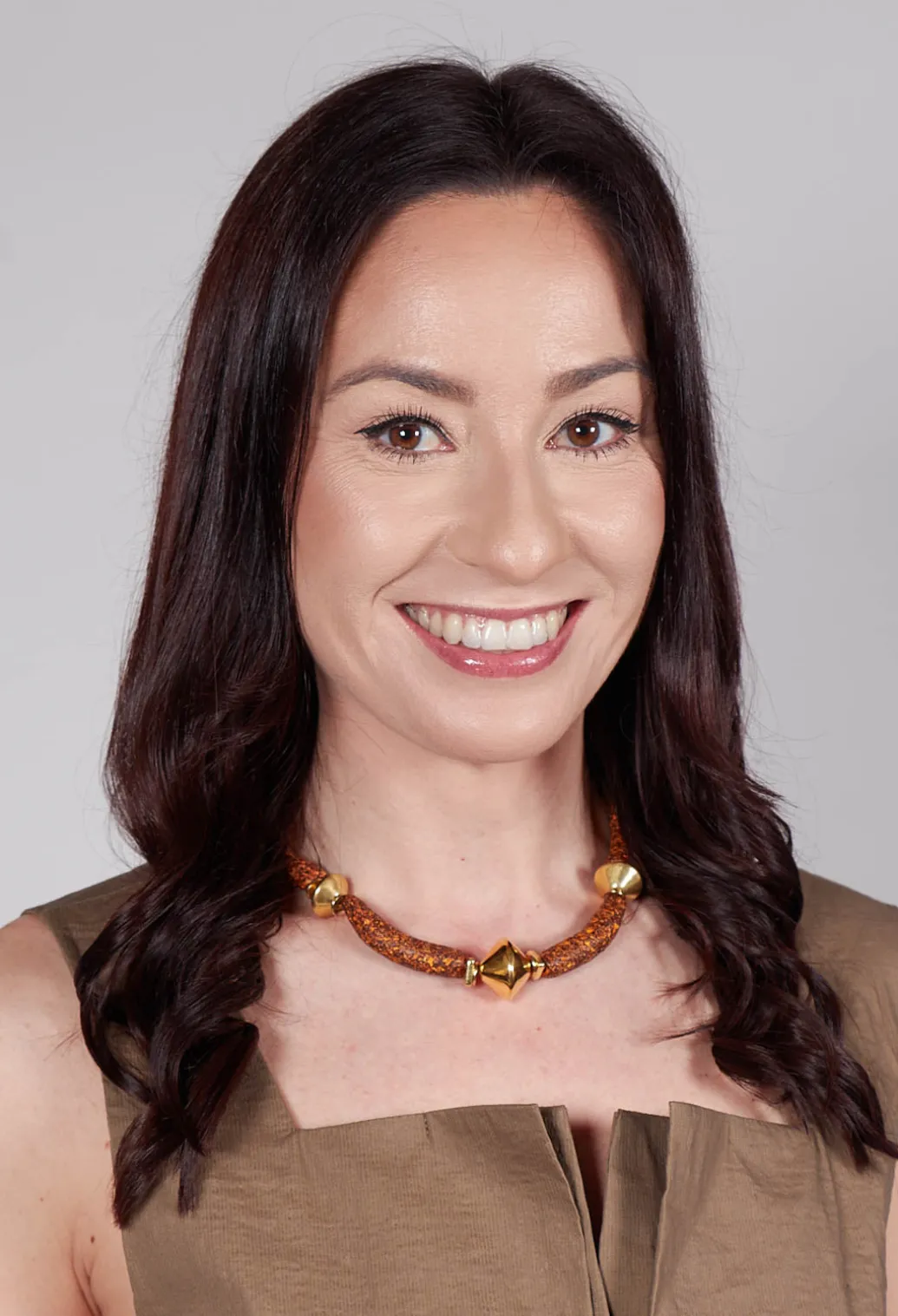 Metal Beaded Ceramics Choker in Antique Brown