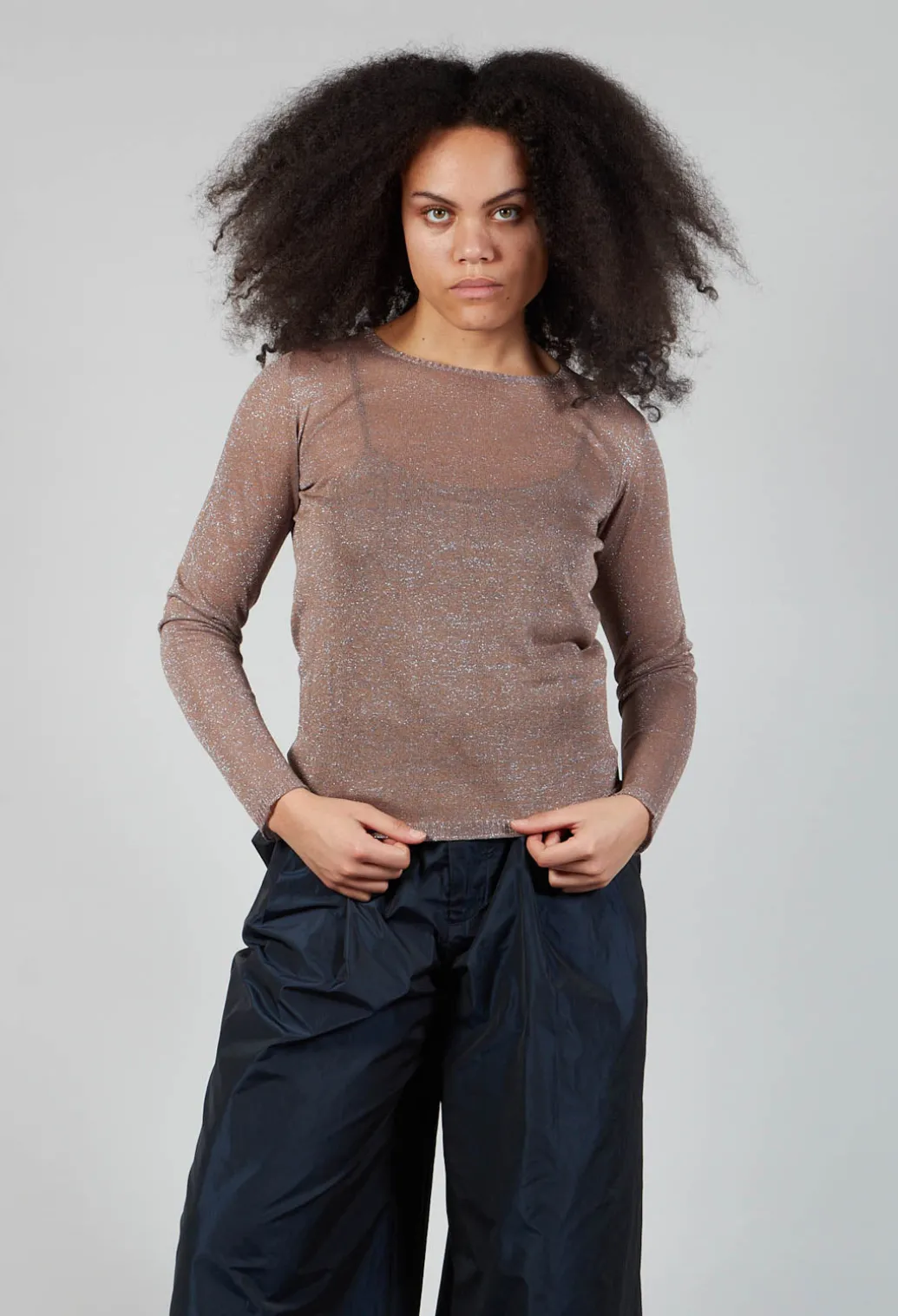 Metallic Fine Knit Jumper in Yuta