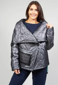 Metallic Puffer Jacket in Ortoclasio Black / Silver