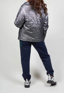 Metallic Puffer Jacket in Ortoclasio Black / Silver