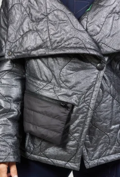 Metallic Puffer Jacket in Ortoclasio Black / Silver