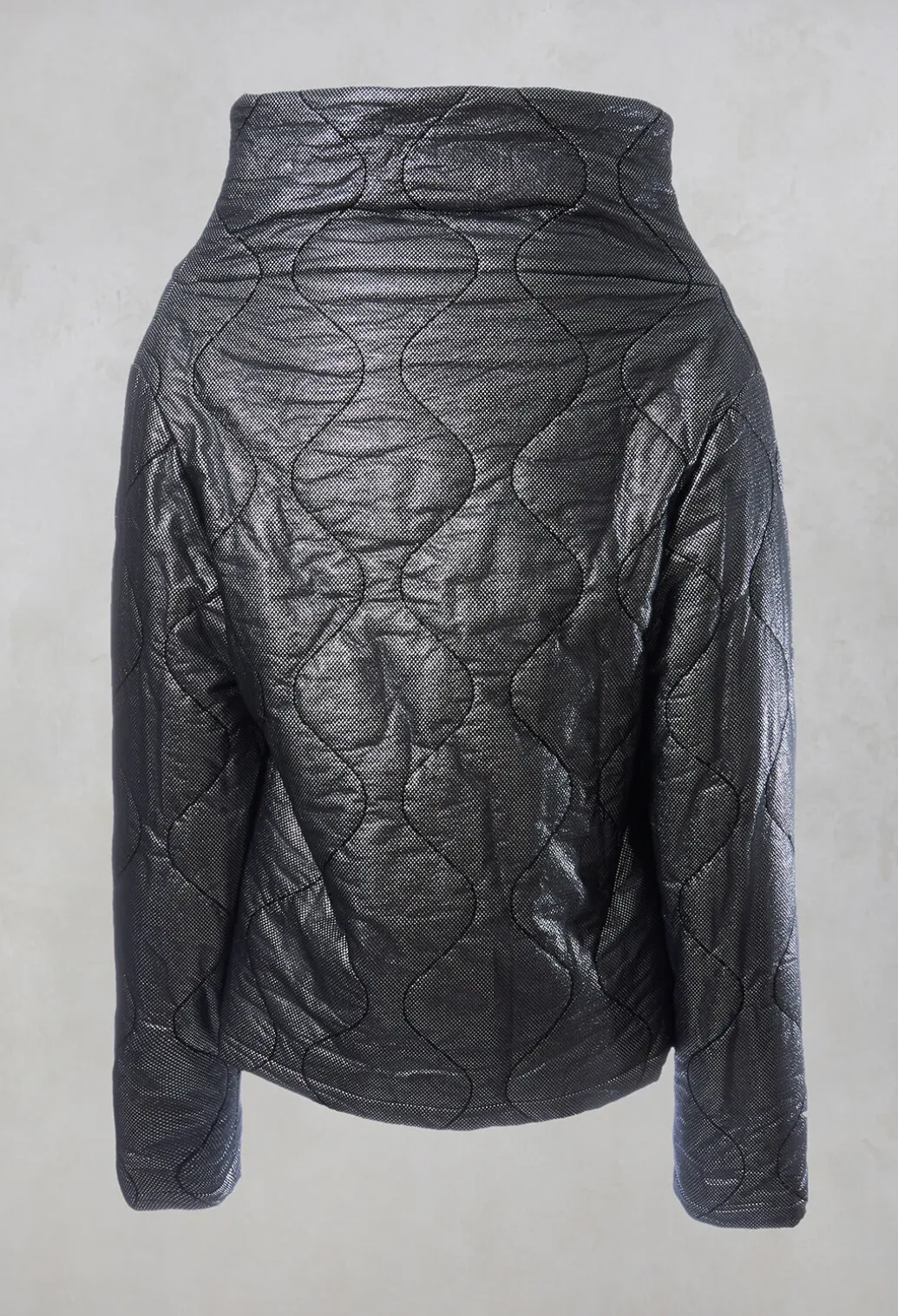 Metallic Puffer Jacket in Ortoclasio Black / Silver