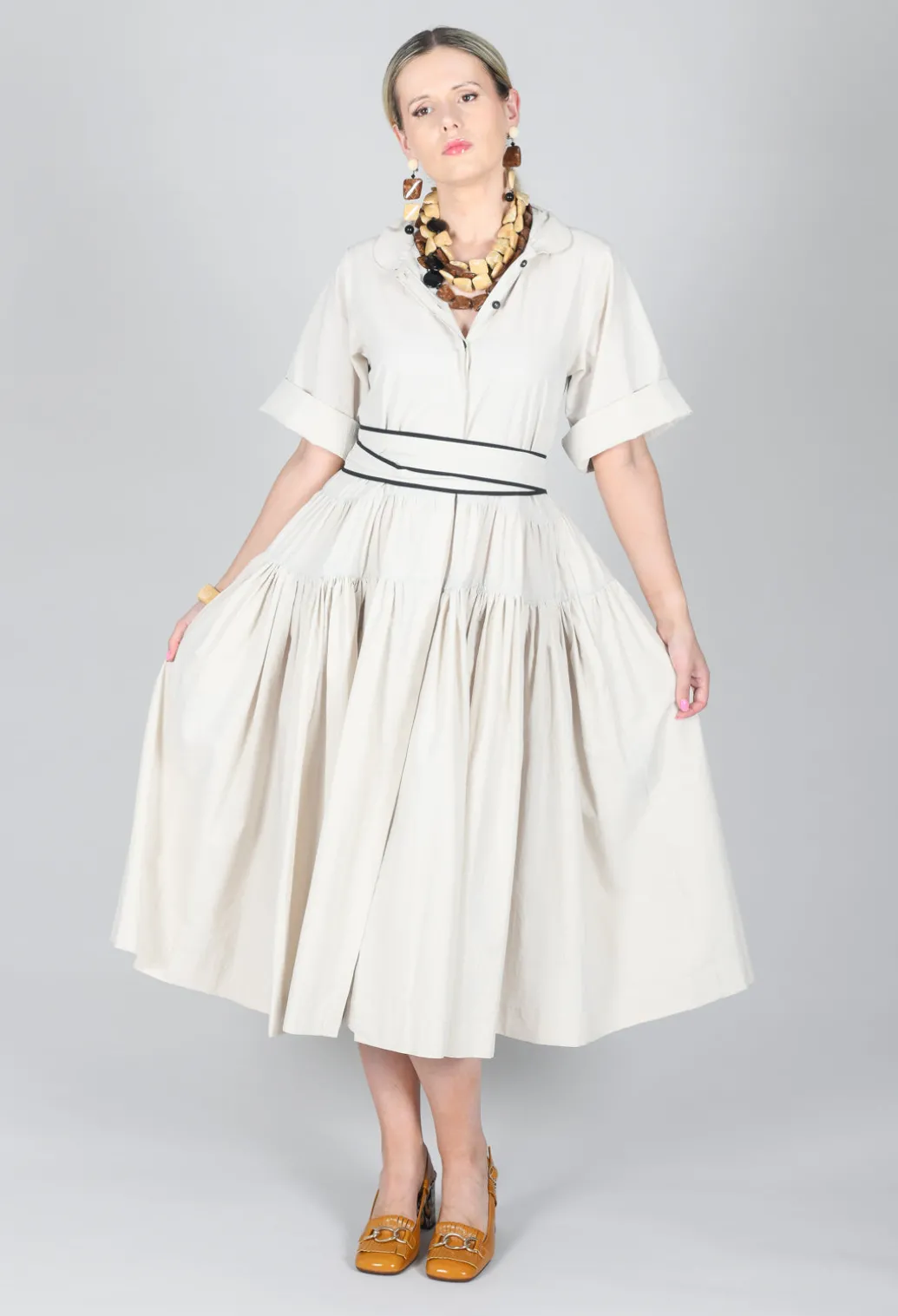 Multi Tiered Dress in Beige