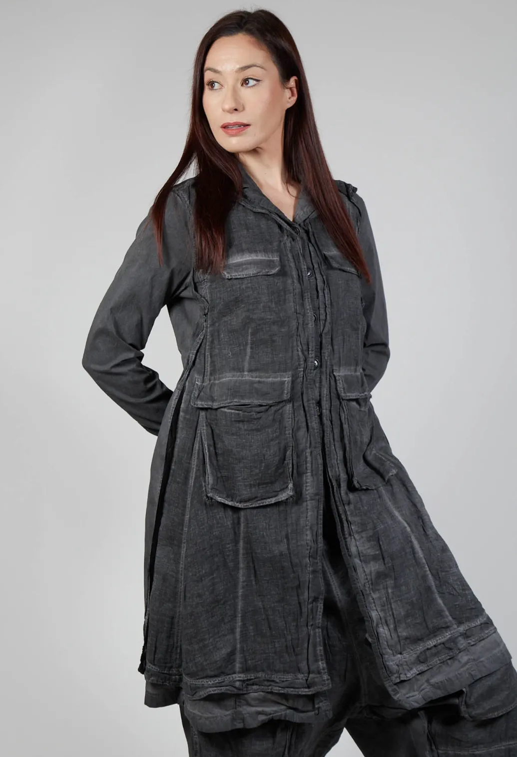 Multi-Pocket Coat in Coal Cloud