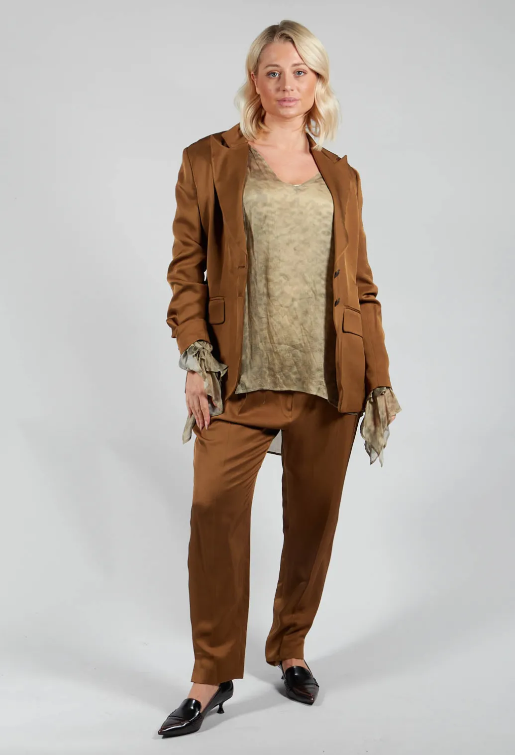 Notched Lapel Blazer in Rust