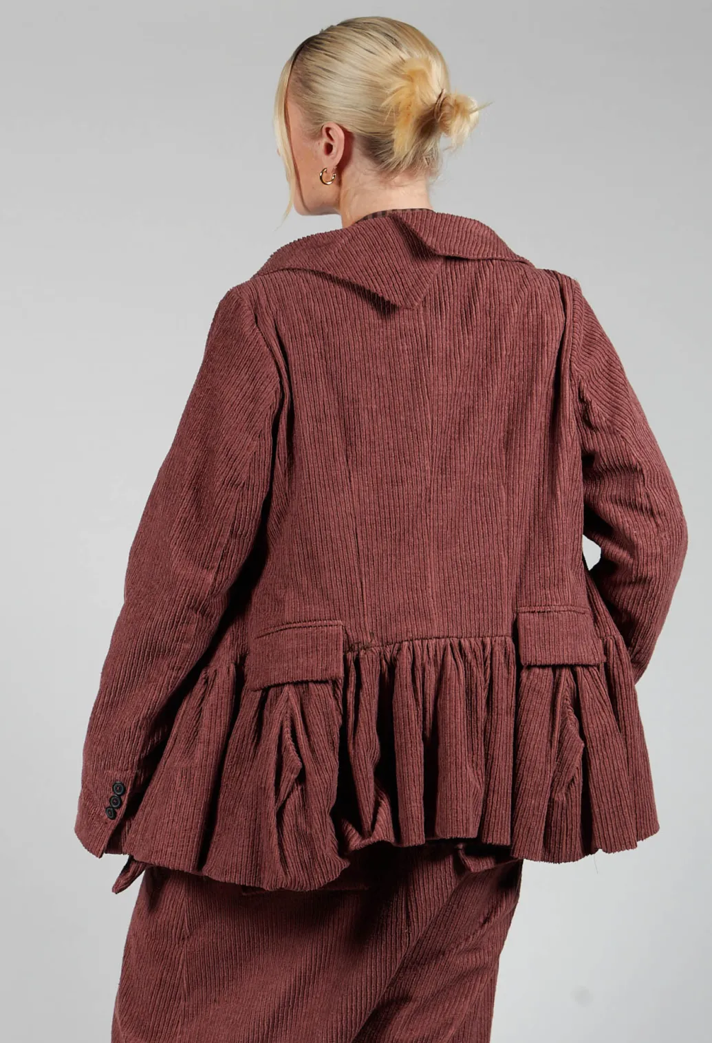 Open Peplum Jacket in Rust