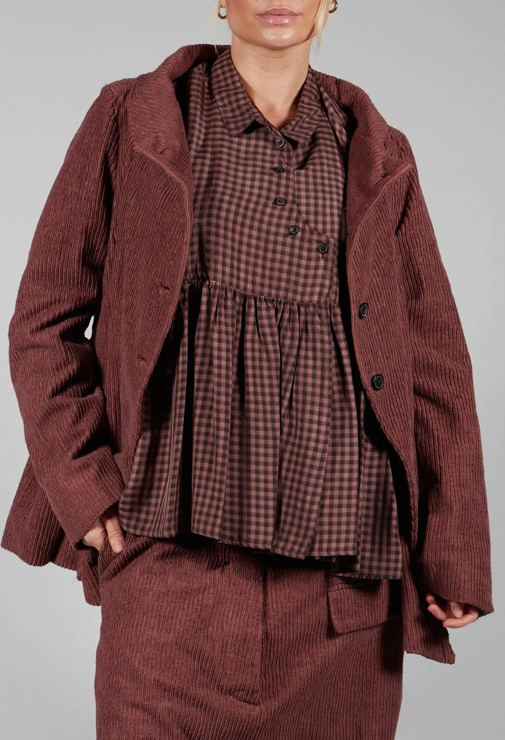 Open Peplum Jacket in Rust