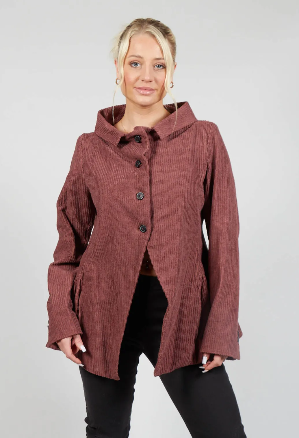 Open Peplum Jacket in Rust