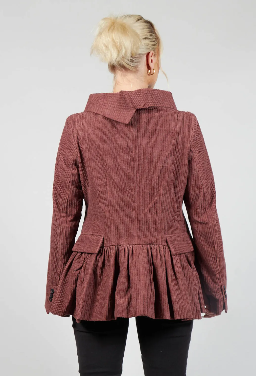 Open Peplum Jacket in Rust