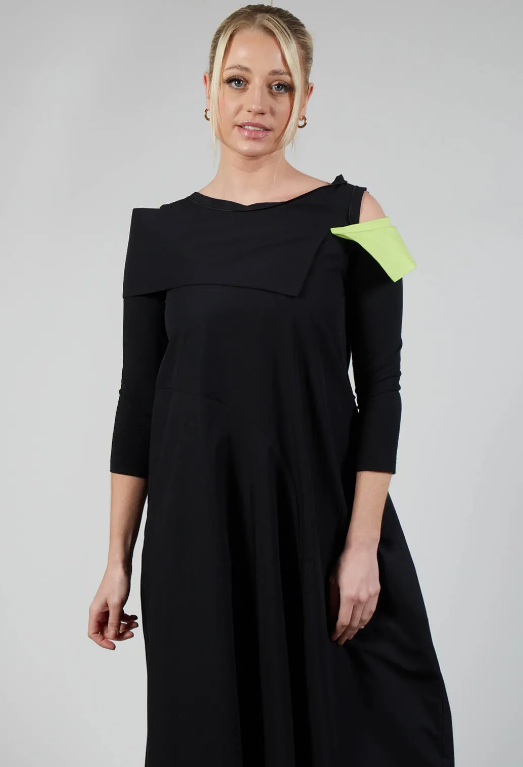 OPLI Dress in Black Light Green