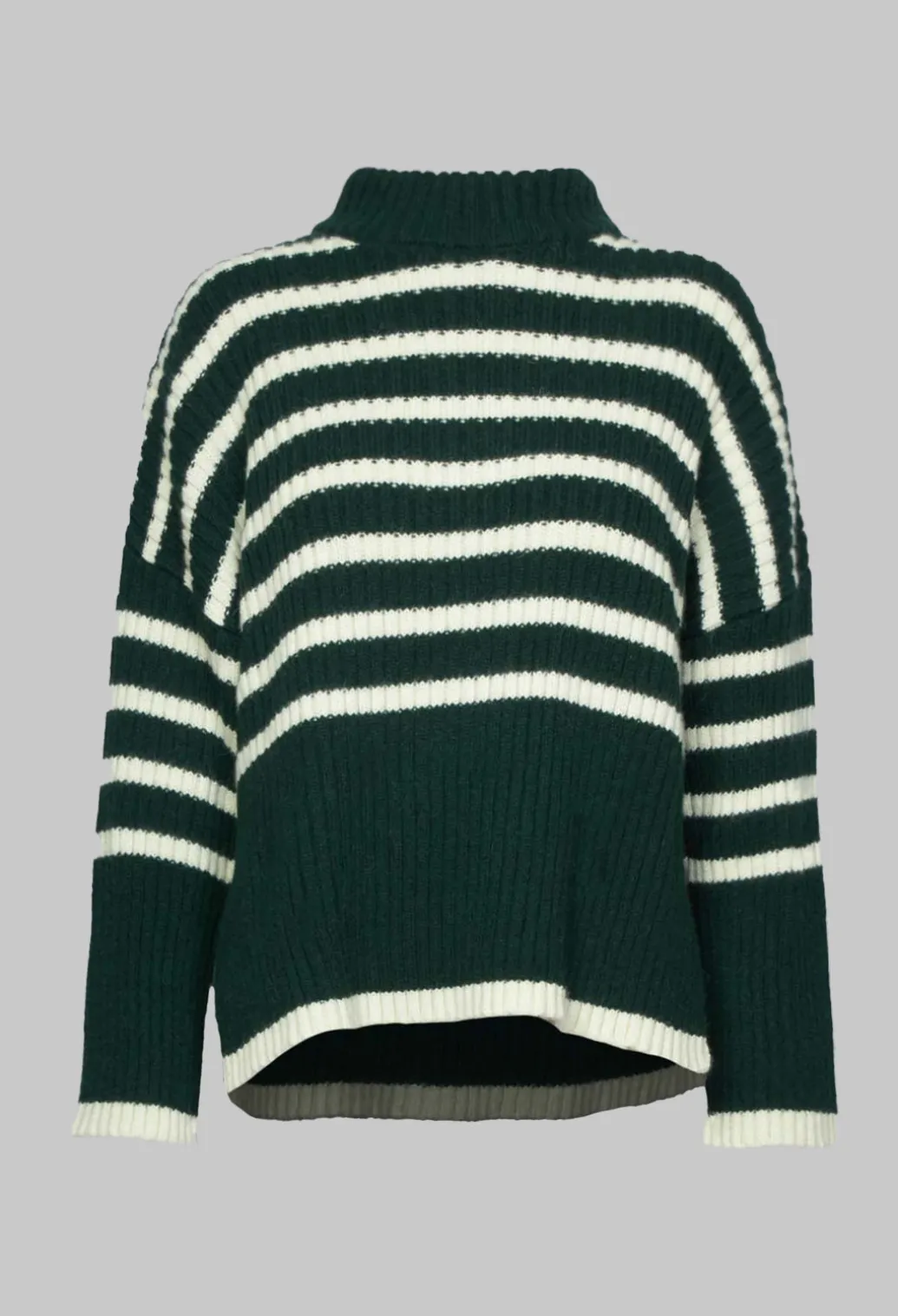 Oversized Pull with Green and Ecru Stripes