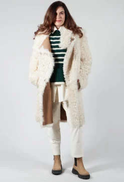 Oversized Pull with Green and Ecru Stripes
