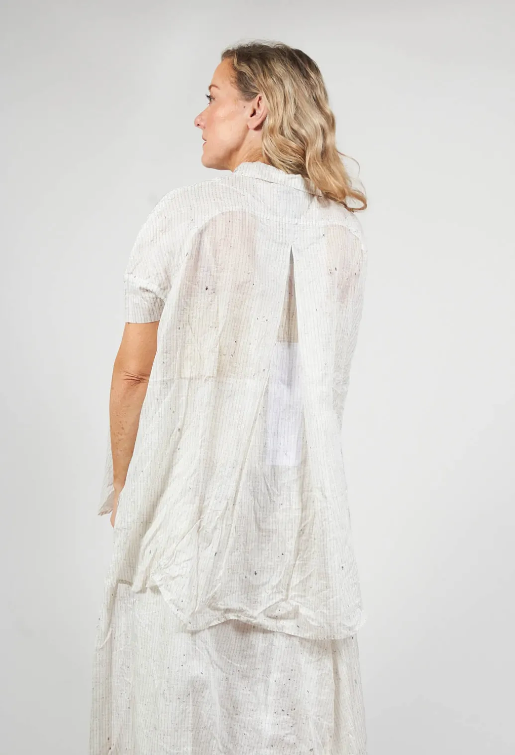 Oversized Short Sleeved Shirt in Pearl Stripe