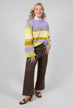 Oxford Striped Shirt with Statement Pockets in Violet