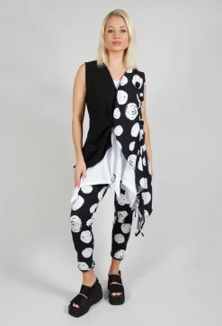 Paint Polka Dot Print Leggings in Black