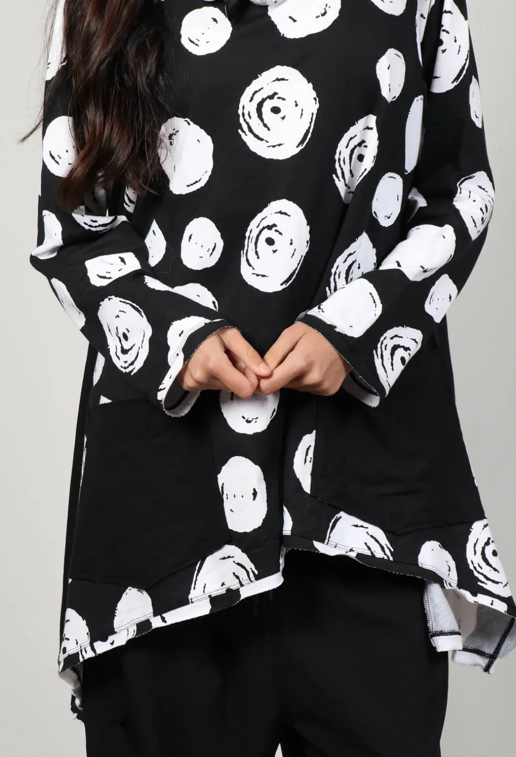 Paint Polka Dot Print Top in Black