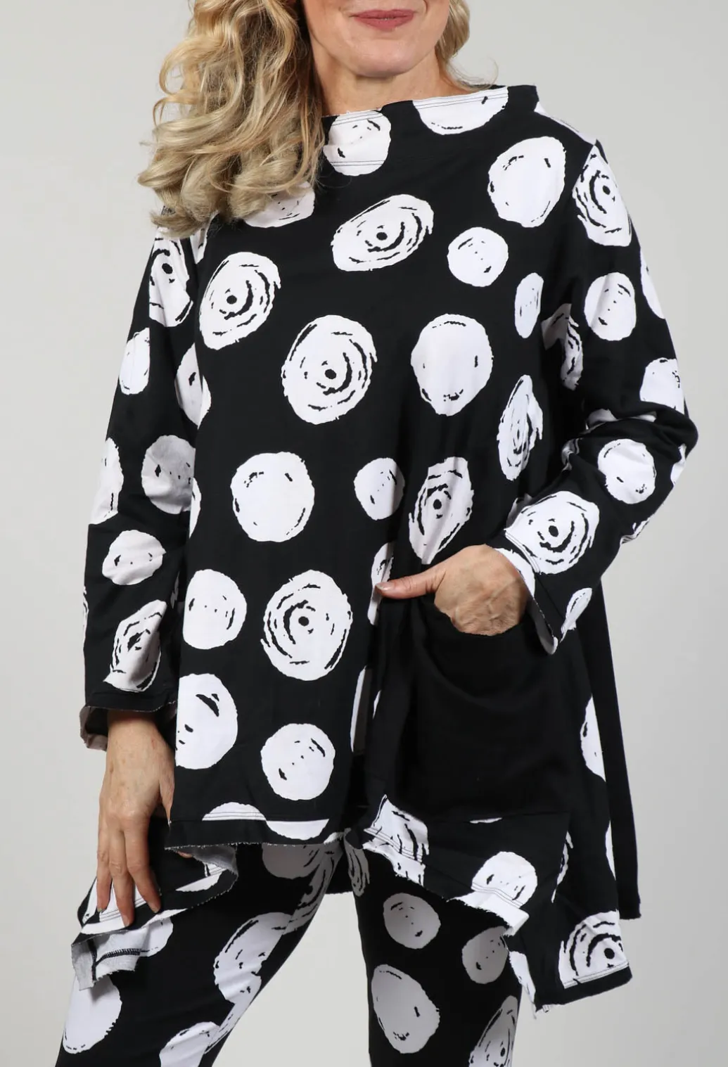 Paint Polka Dot Print Top in Black