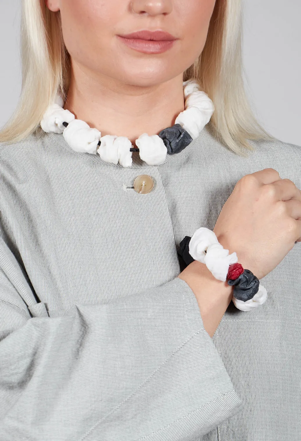 Paper Mache Bracelet in Black/White