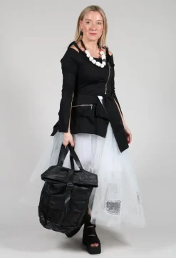 Patch Print Tulle Skirt in White